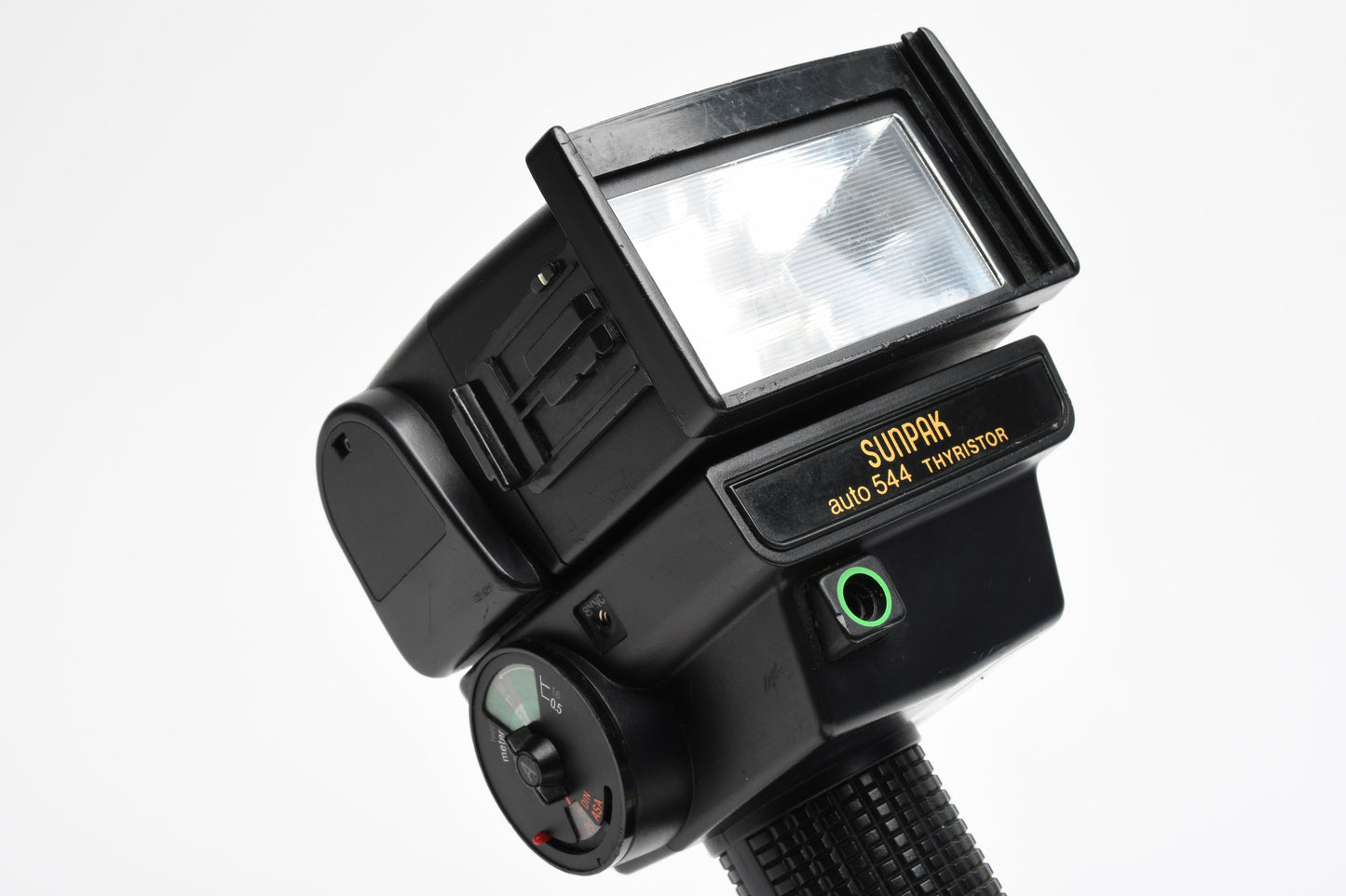 Sunpak Auto 544 Handle mount electronic flash, clean, tested, w/Bracket, Nice