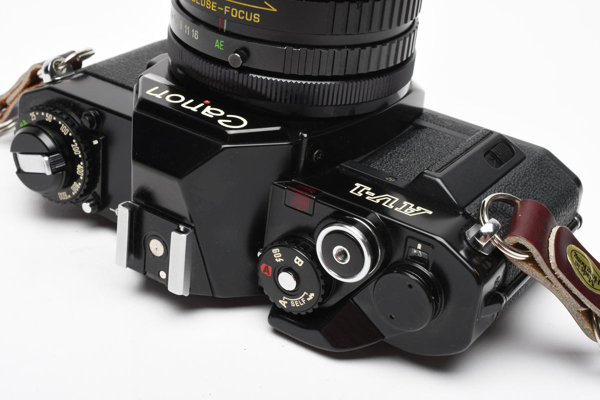 Canon AV-1 (Black) 35mm SLR Camera w/Osawa 28-80mm, New Seals, Good!