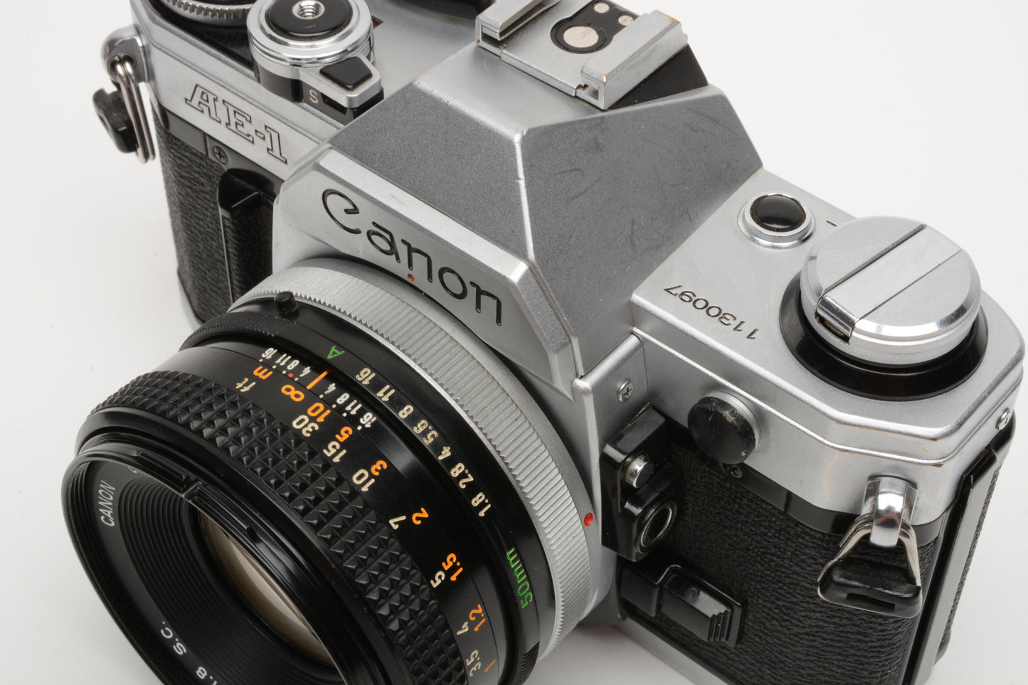 Canon AE-1 35mm SLR Camera w/50mm f/1.8 SC Lens, New Seals! Nice