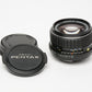 Pentax-M SMC 50mm F1.4 PK Mount prime lens, Mint- w/Caps