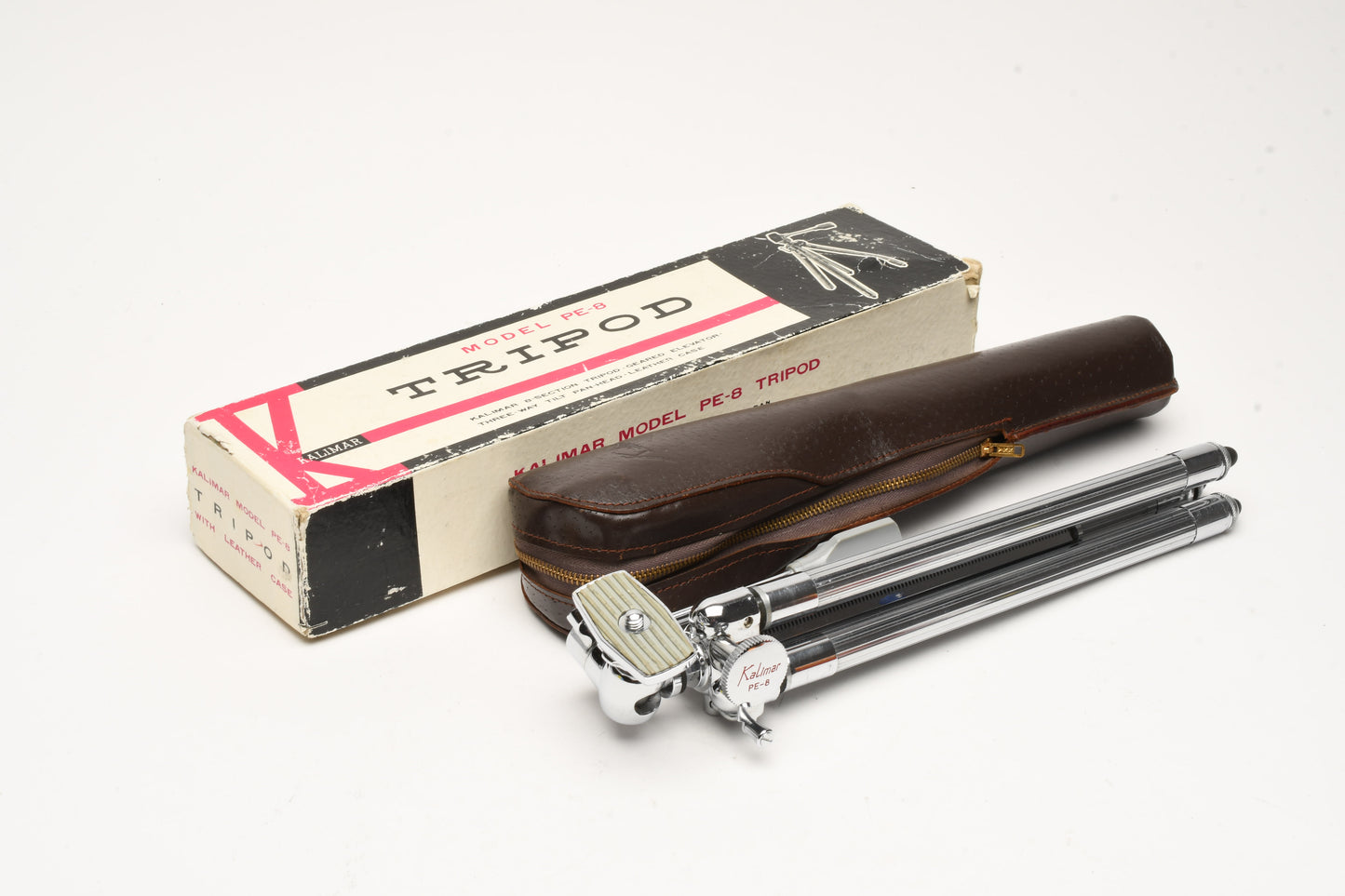 Kalimar PE-8 Vintage Aluminum tripod in case, Very nice