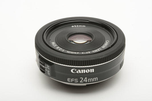 Canon 24mm f2.8 STM pancake lens, caps + Polarizing filter