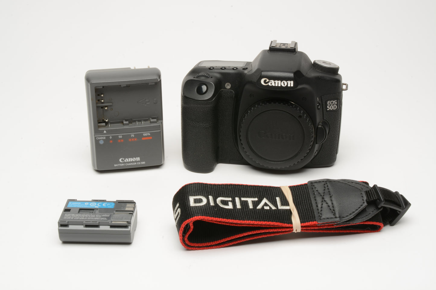 Canon EOS 50D DSLR Body w/Battery, charger, strap, body cap, Only 4094 Acts