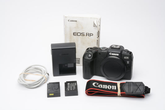 Canon EOS RP Mirrorless body, batt, charger, strap, Only <1K Acts!, nice