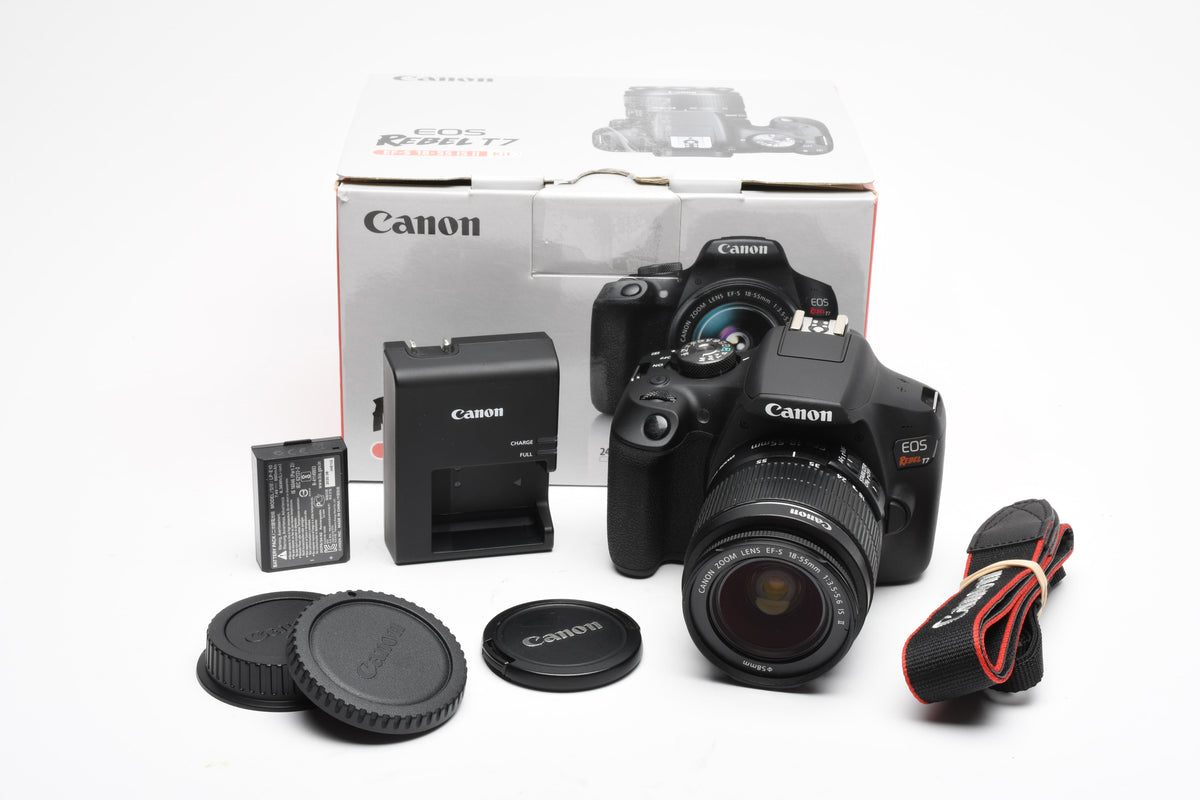 Canon Rebel T7 DSLR w/18-55mm f3.5-5.6 IS II w/Case, 0 Acts! NEW