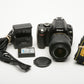 Nikon D60 DSLR body w/18-55mm f3.5-5.6G DX, batt+charger+2GB SD+USB 9592 Acts!