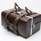 Vintage Camera shoulder bag ~14 x 10 x 8", Coffee Brown, 1970s