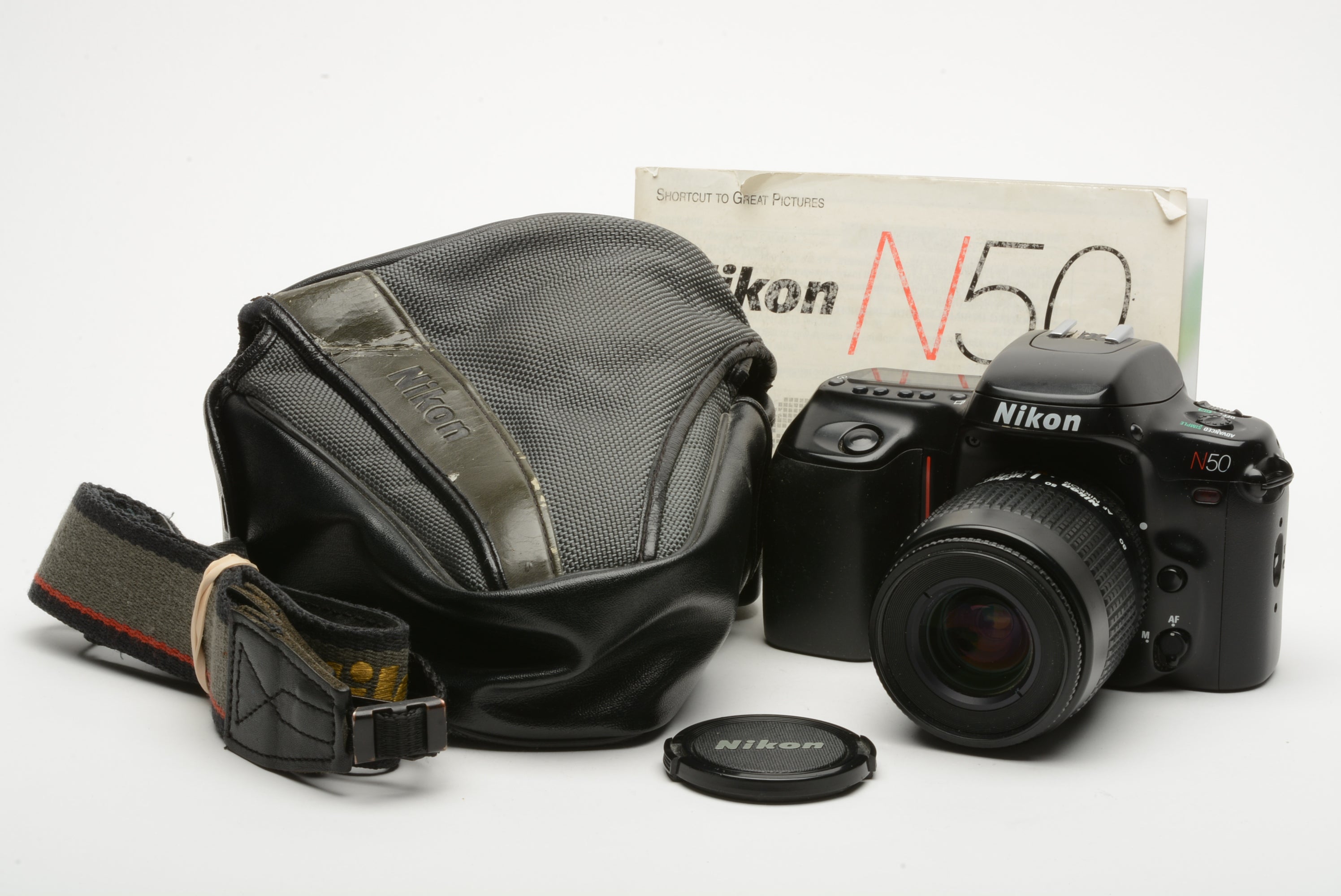 Nikon N50 QD 35mm SLR w/AF 35-80mm f4-5.6D zoom, cap, case, strap