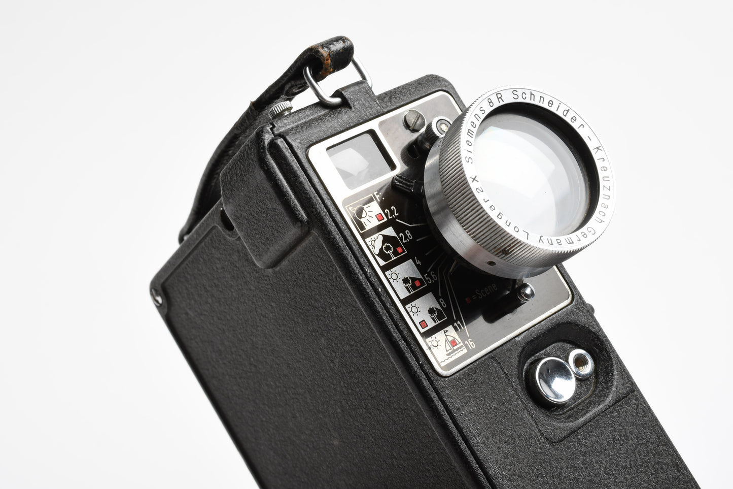Siemens 8R 8mm Vintage movie camera w/Rodenstock 10mm lens + 2X + case, Nice