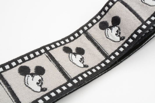 Walt Disney Bobby Lee Mickey Mouse film strip camera neck strap 80s w/guards, clean