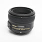 Nikon Nikkor AF-S 50mm f1.8G prime lens, caps +UV, Very clean