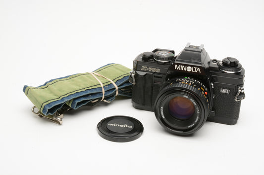 Minolta X700 35mm SLR w/50mm f1.7 lens, strap, New seals, NIce
