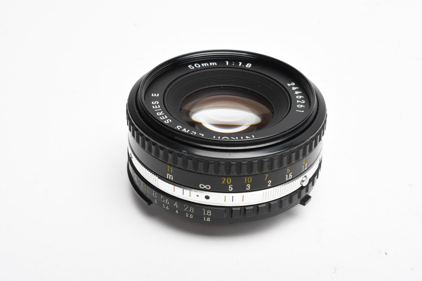 Nikon 50mm f1.8 Series E lens w/caps, nice & clean, Chrome pancake prime lens