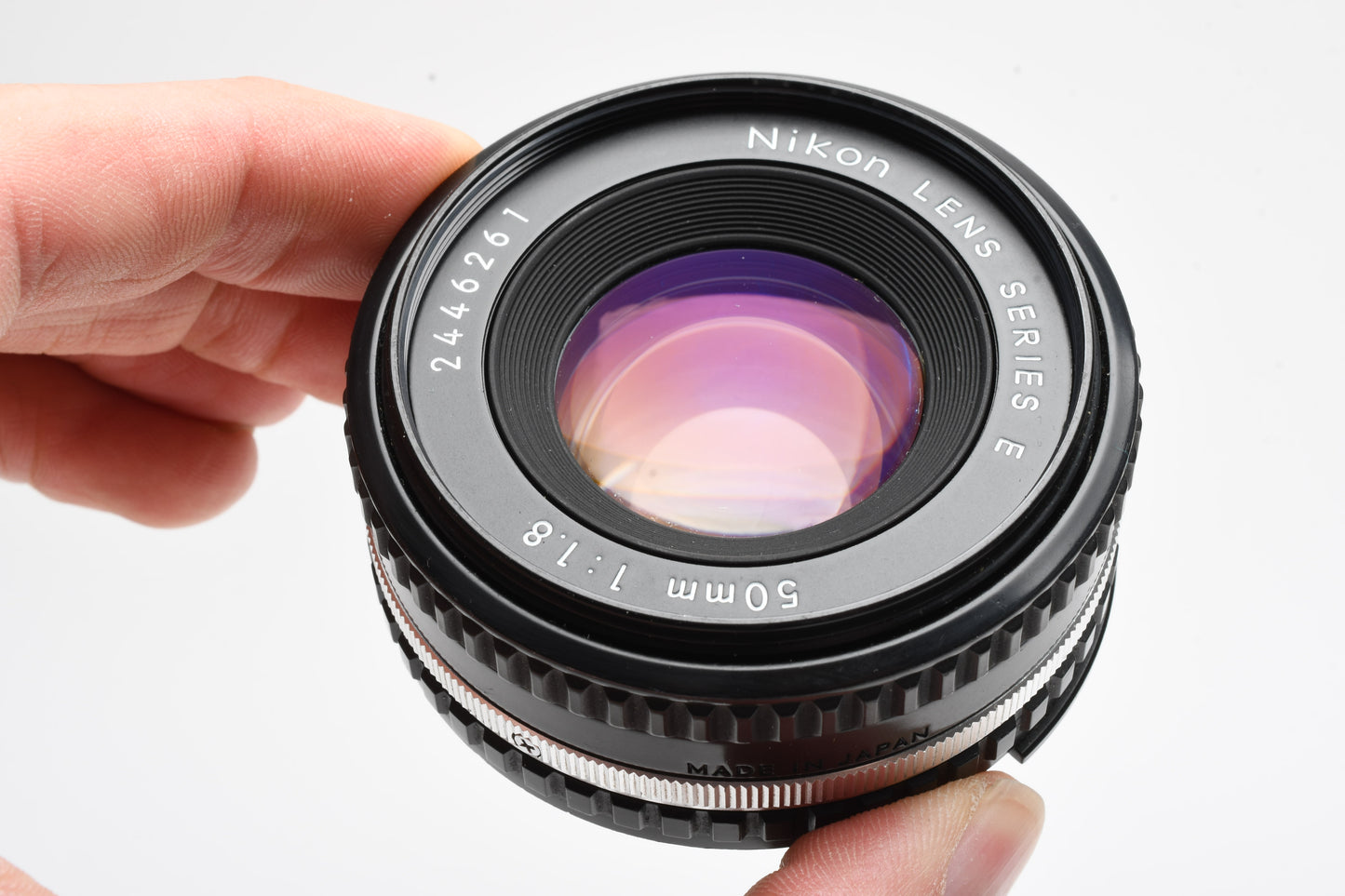Nikon 50mm f1.8 Series E lens w/caps, nice & clean, Chrome pancake prime lens