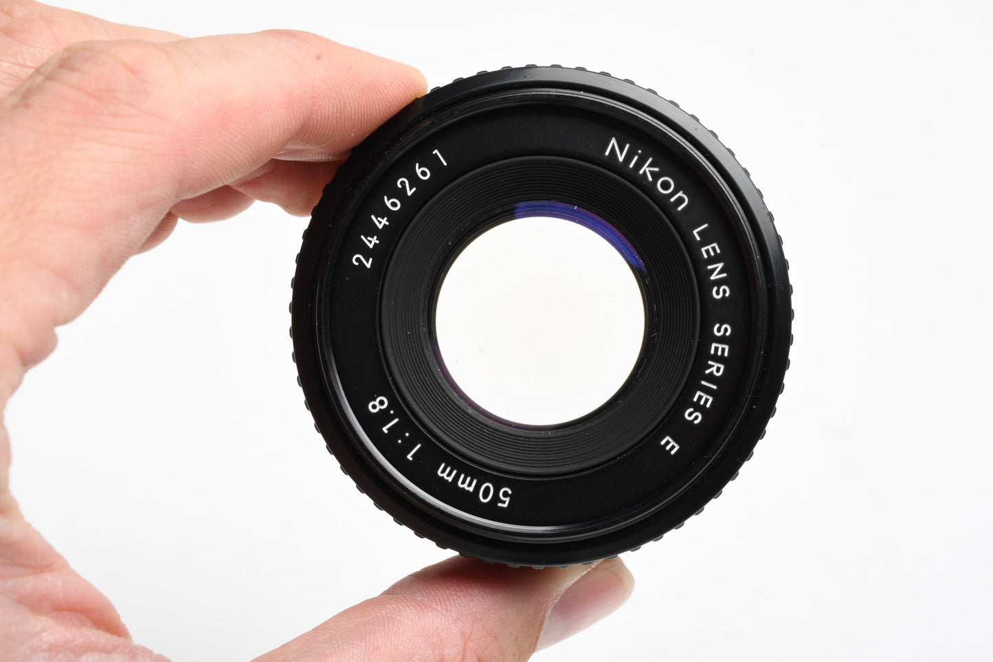 Nikon 50mm f1.8 Series E lens w/caps, nice & clean, Chrome pancake prime lens