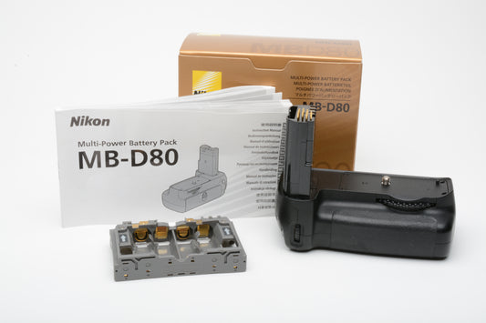Nikon MB-D80 Genuine battery grip, w/AA tray, manuals, boxed