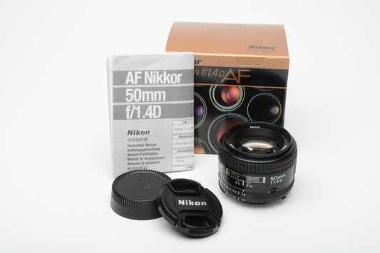 Nikon AF Nikkor 50mm f1.4D prime lens, very clean, nice prime lens *Read