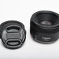 Canon EF 50mm f1.8 STM prime lens, caps, Mint-