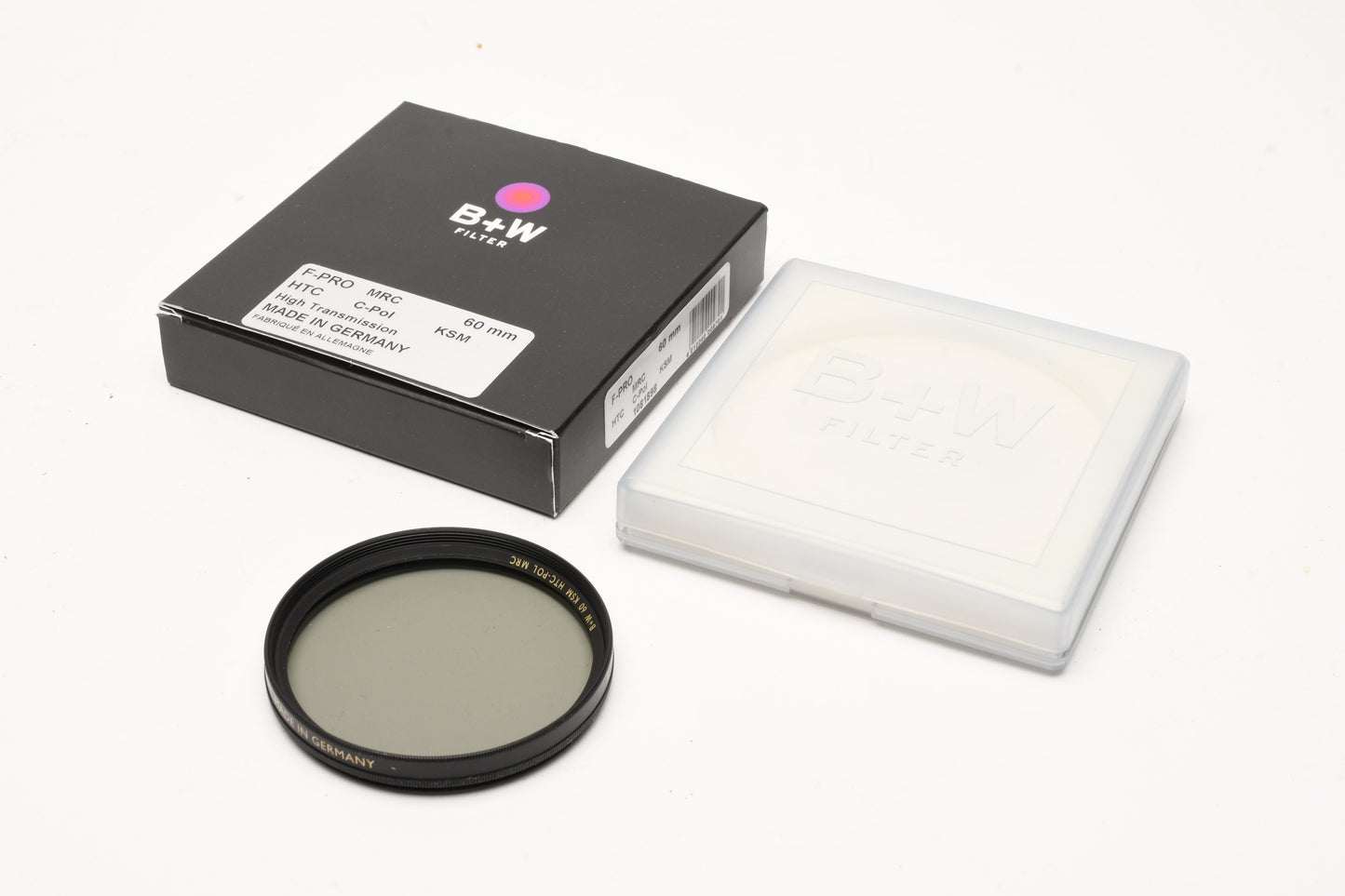 B+W 60 KSM HTC-POL MRC 60mm circular polarizer filter in jewel case, boxed