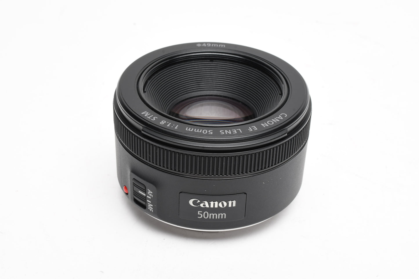 Canon EF 50mm f1.8 STM prime lens, caps, Mint-