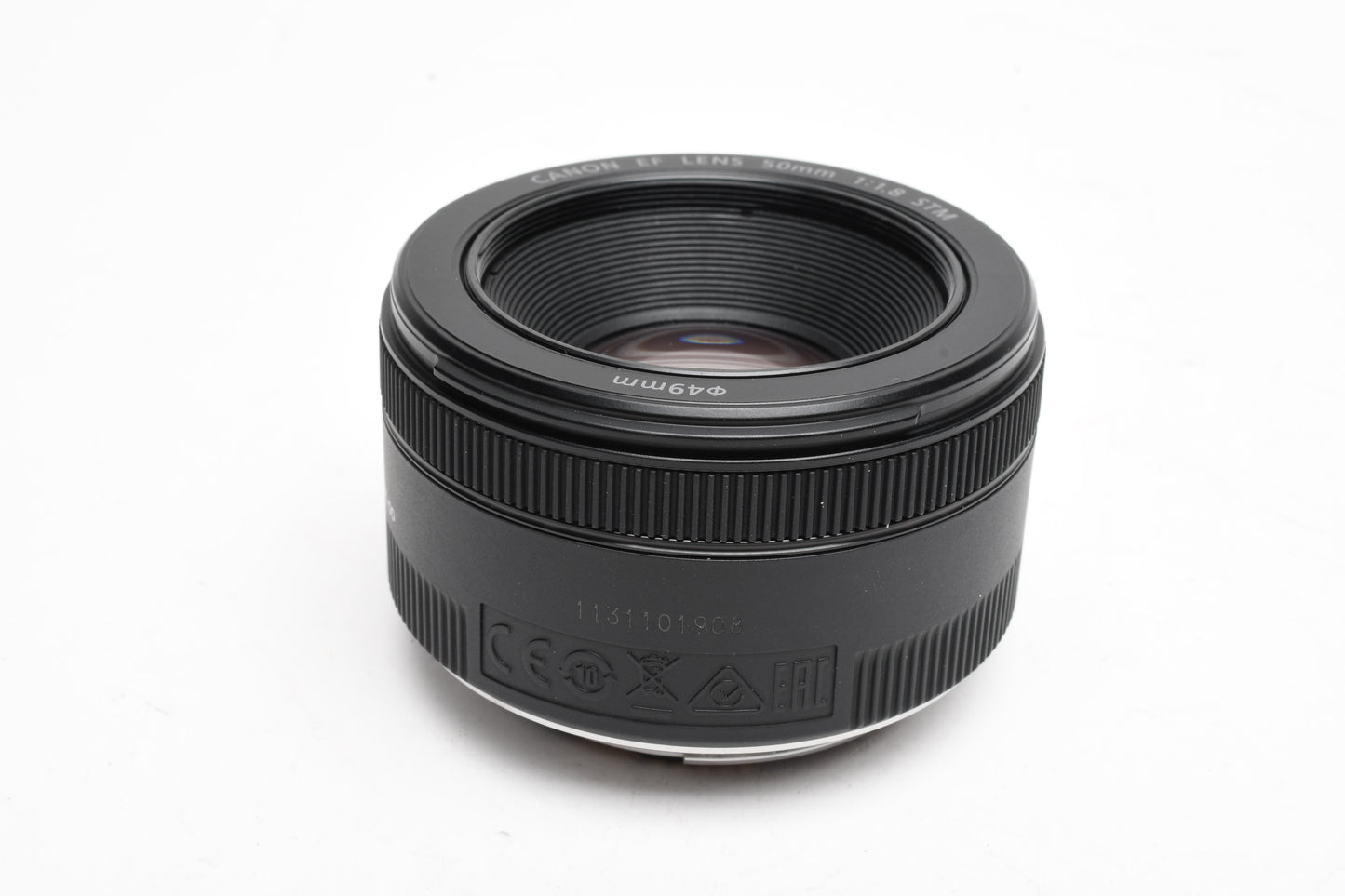 Canon EF 50mm f1.8 STM prime lens, caps, Mint-