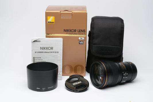 Nikon Nikkor AF-S 300mm f4E PF ED VR lens, Boxed, USA, Mint