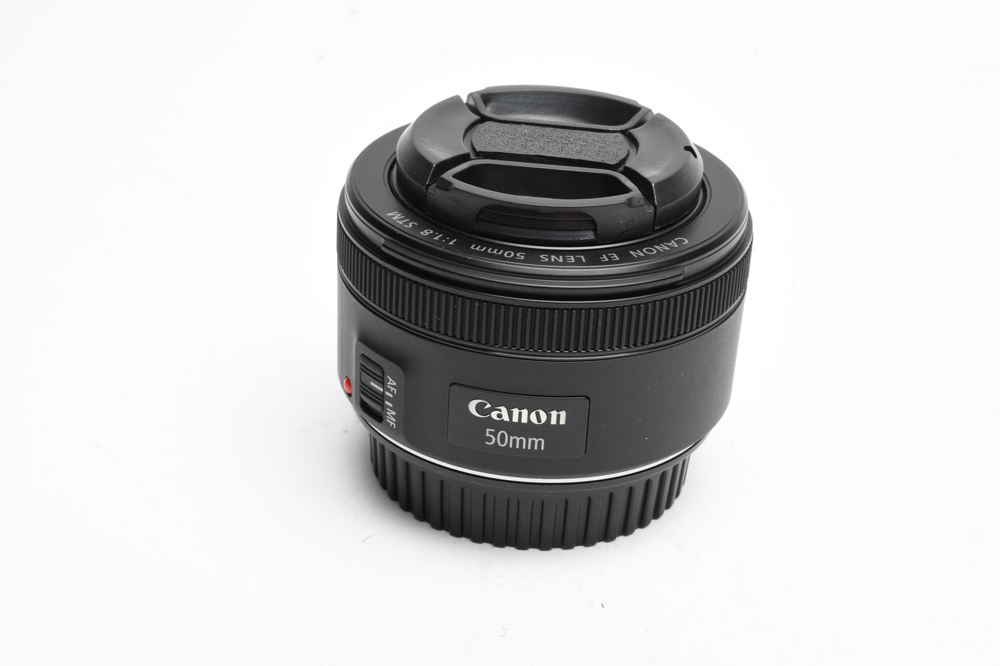 Canon EF 50mm f1.8 STM prime lens, caps, Mint-