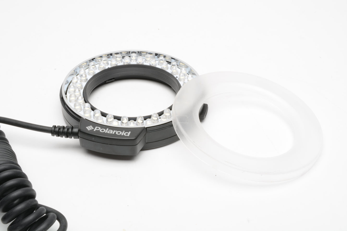 Polaroid ring light w/filters, stand, and step rings, clean & tested