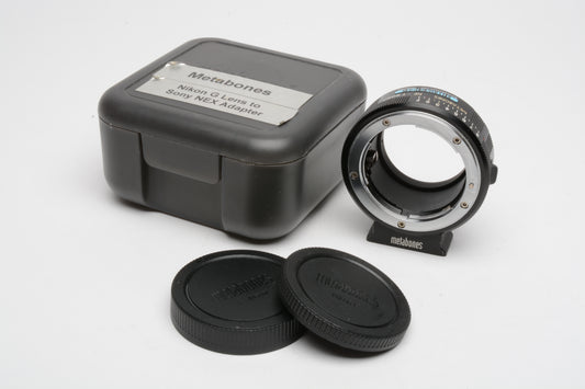 Metabones Nikon F Lens to Sony E-mount Camera (NF-E Mount) in jewel case + caps