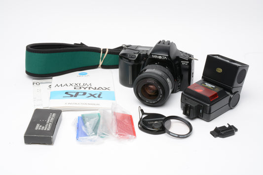 Minolta SPxi QD 35mm SLR w/AF 35-70mm zoom lens, Flash, strap, manual, tested