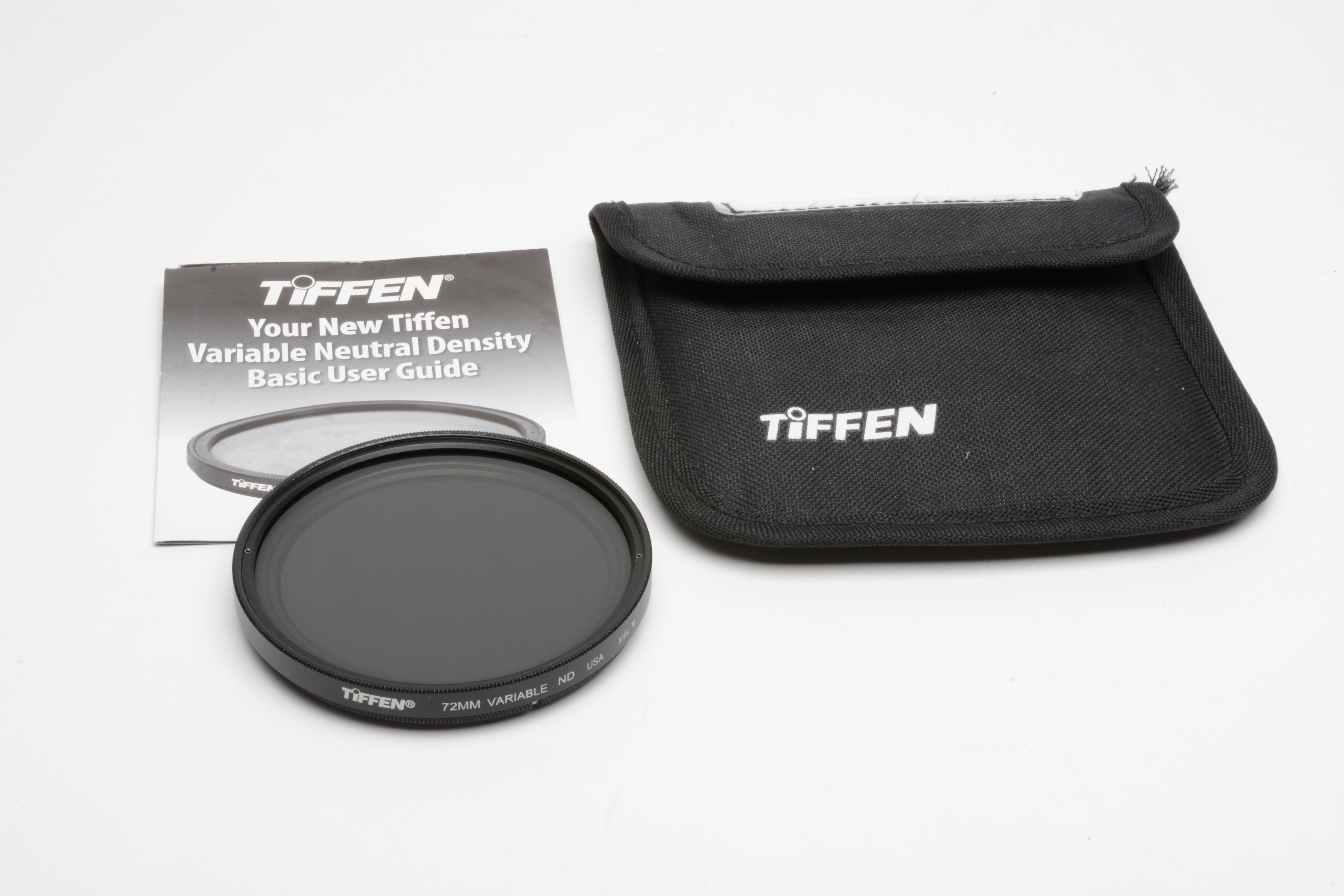 Tiffen 72mm Variable Neutral Density (ND) Filter 2-8 stop w/Padded pouch,  clean