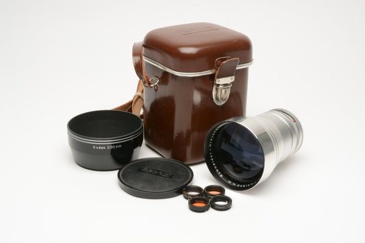 Kodak Schneider Retina Tele-Xenar 200mm f4.8 DKL lens w/caps, hood, case & filters