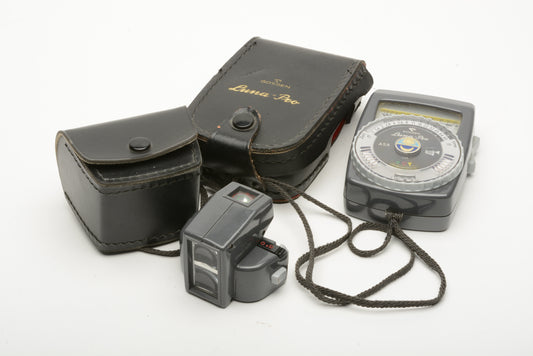 Gossen Luna-Pro CdS Incident Light Meter w/Tele Spot Meter Attachment, Cases