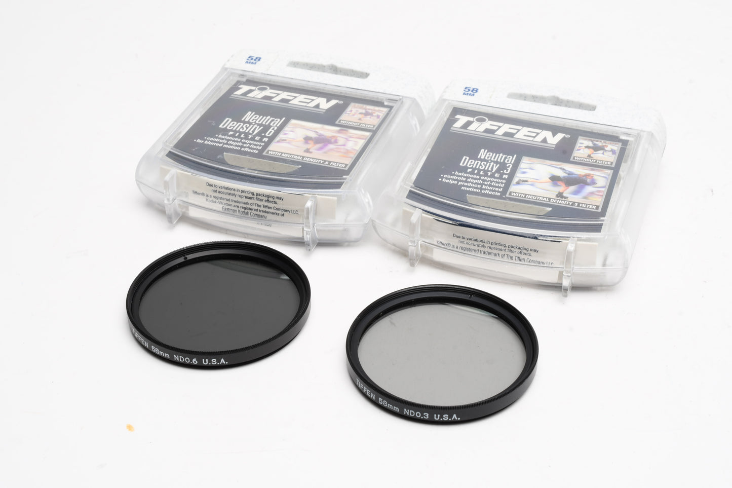 Tiffen 58mm ND .3 & ND .6 Neutral Density filters, New in Box