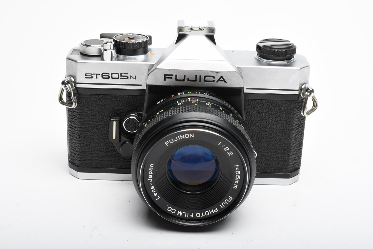 Fujica ST605N 35mm SLR Body w/55mm f2.2 lens, strap, New seals, tested, good!
