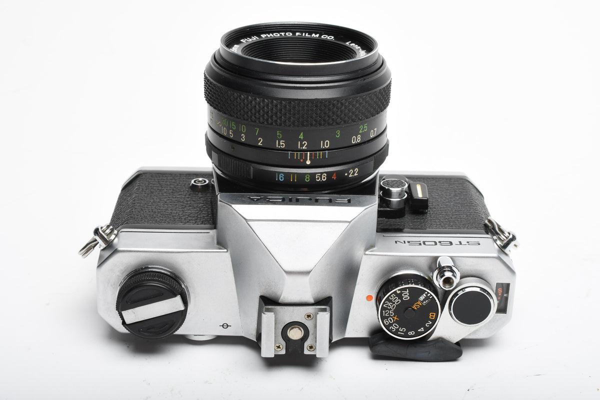 Fujica ST605N 35mm SLR Body w/55mm f2.2 lens, strap, New seals, tested, good!
