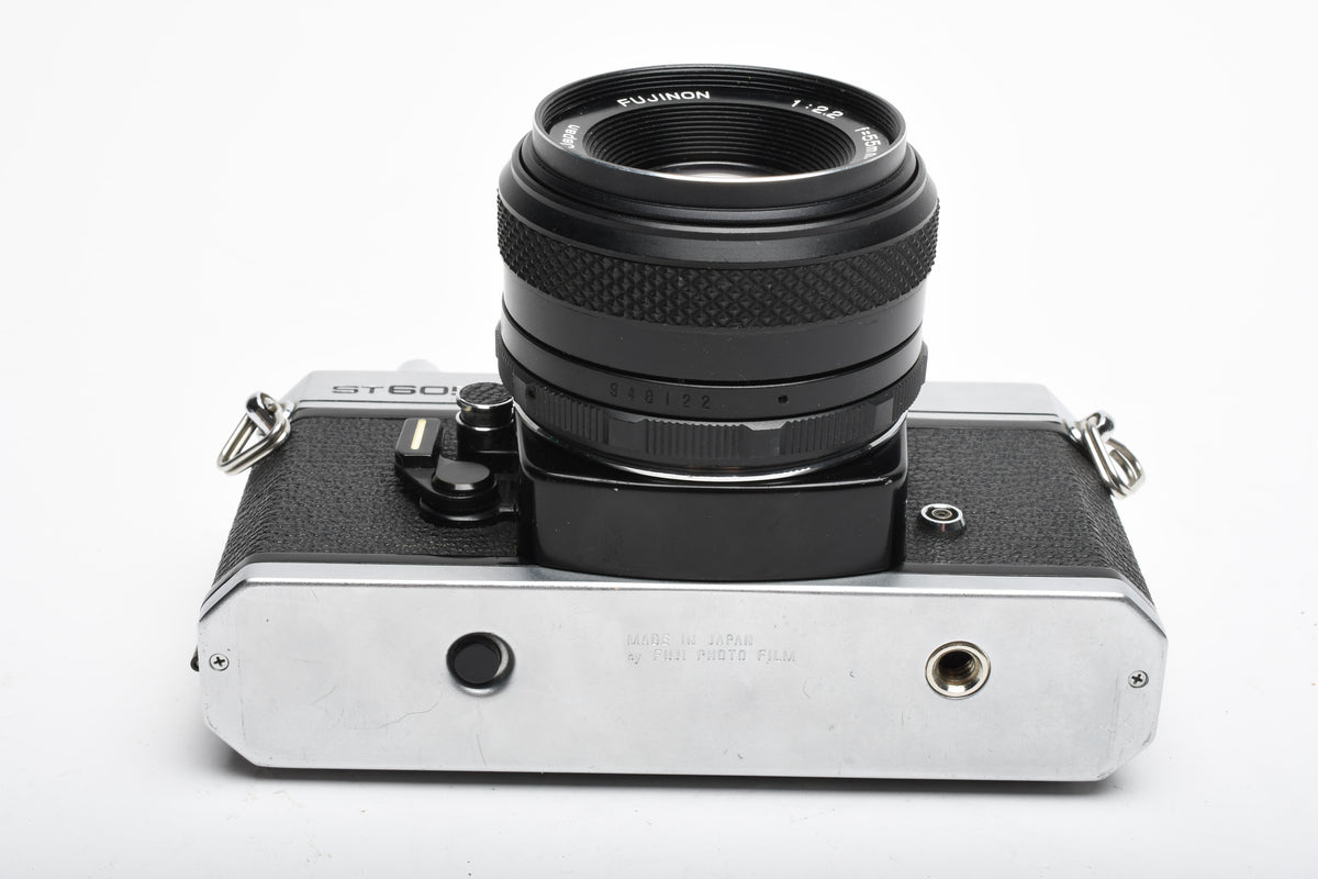 Fujica ST605N 35mm SLR Body w/55mm f2.2 lens, strap, New seals, tested, good!