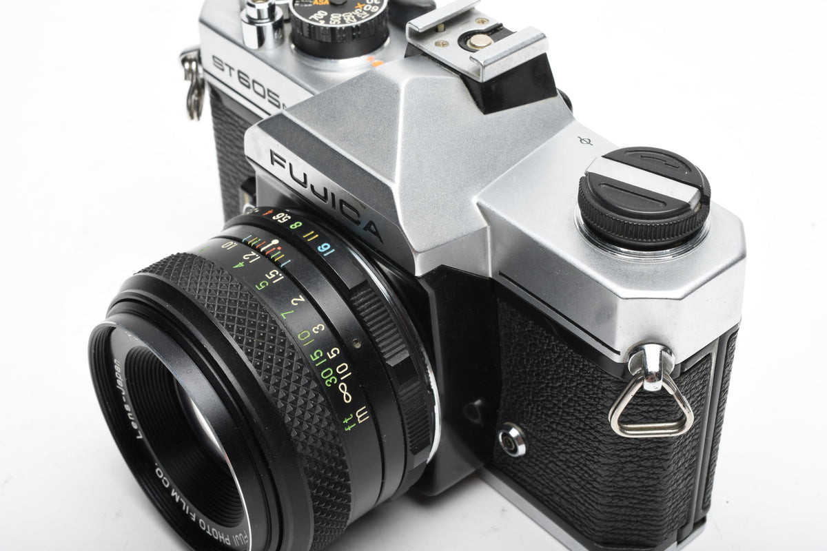 Fujica ST605N 35mm SLR Body w/55mm f2.2 lens, strap, New seals, tested, good!