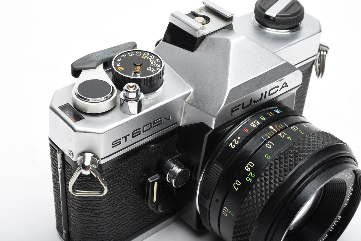Fujica ST605N 35mm SLR Body w/55mm f2.2 lens, strap, New seals, tested, good!
