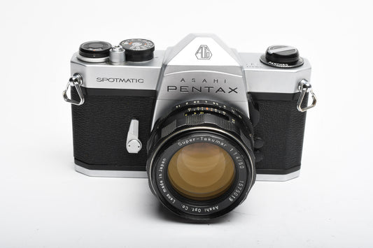Pentax Spotmatic SP 35mm SLR w/50mm f1.4 Super Takumar, Tested, New seals, Great!
