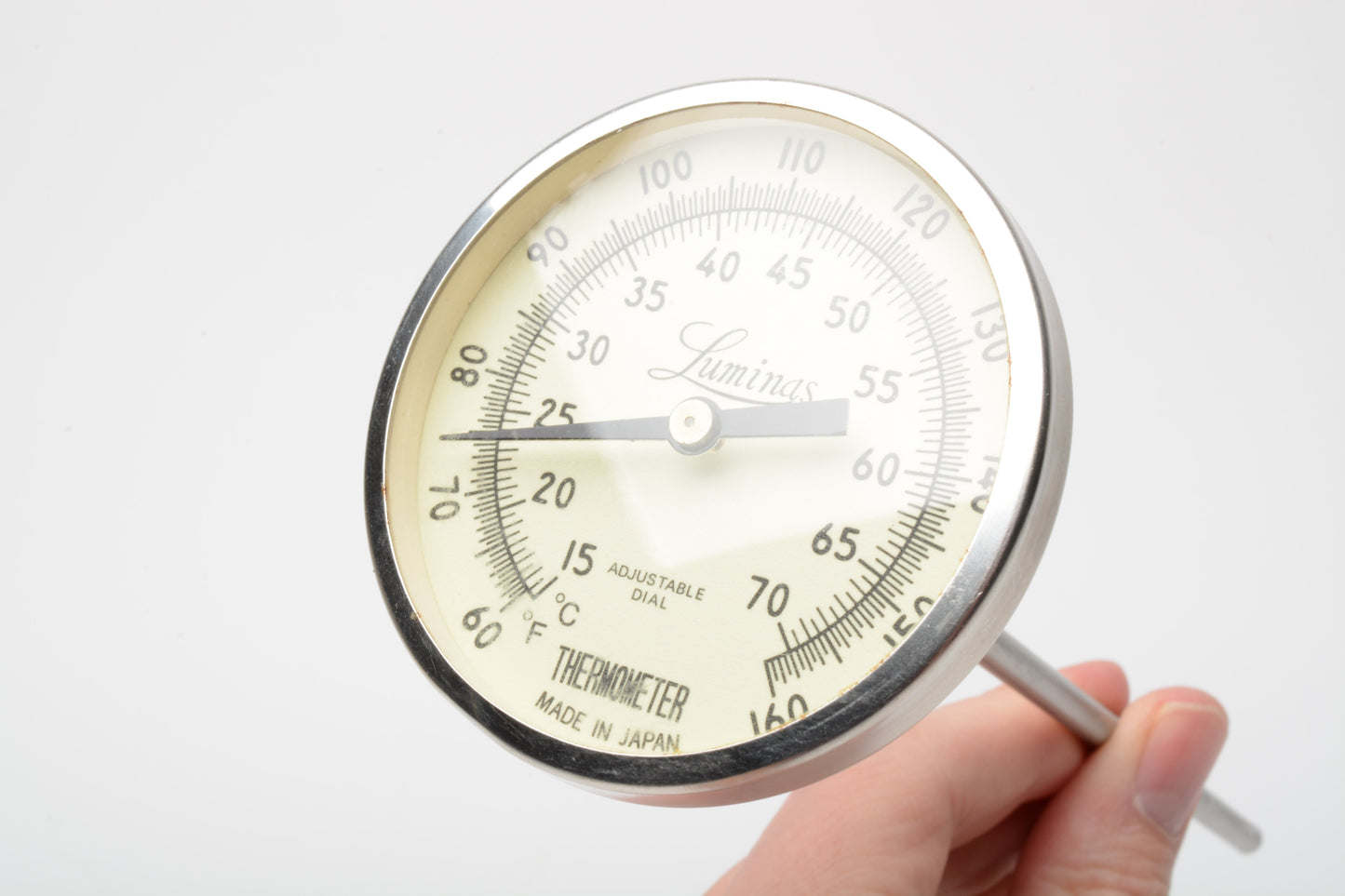 Luminas 2.5" Dial thermometer w/8" post 60-160 degrees F