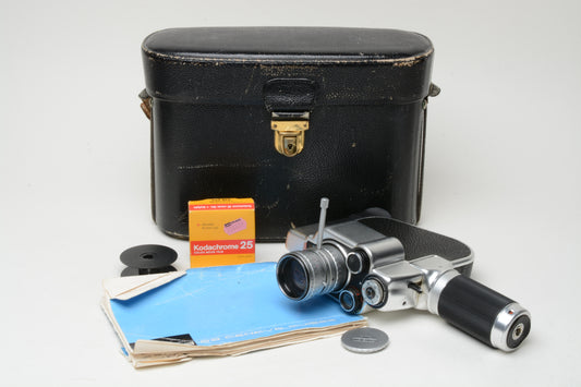 Gevaert Zoomex 8mm Movie Camera w/Angenieux K2 7.5-35mm lens, case, nice!