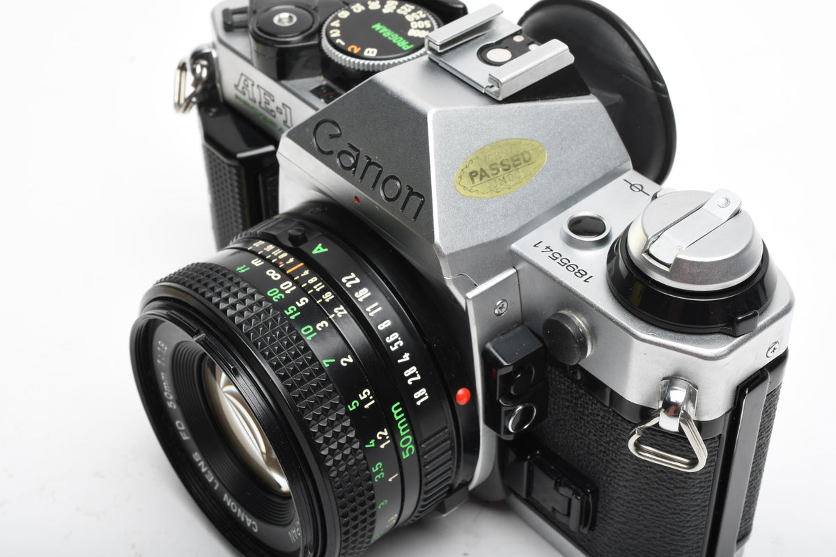 Canon AE-1 Program 35mm SLR Camera w/50mm f1.8, New Seals, Manual, Full CLA