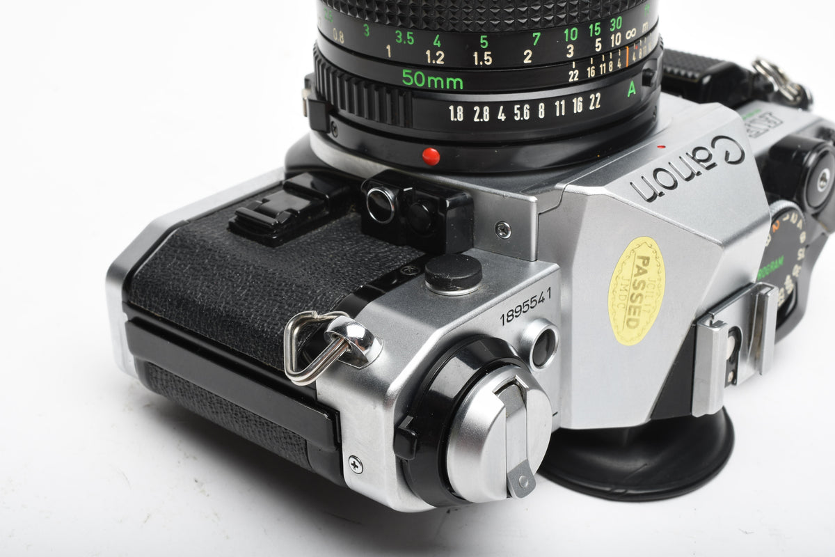 Canon AE-1 Program 35mm SLR Camera w/50mm f1.8, New Seals, Manual, Full CLA