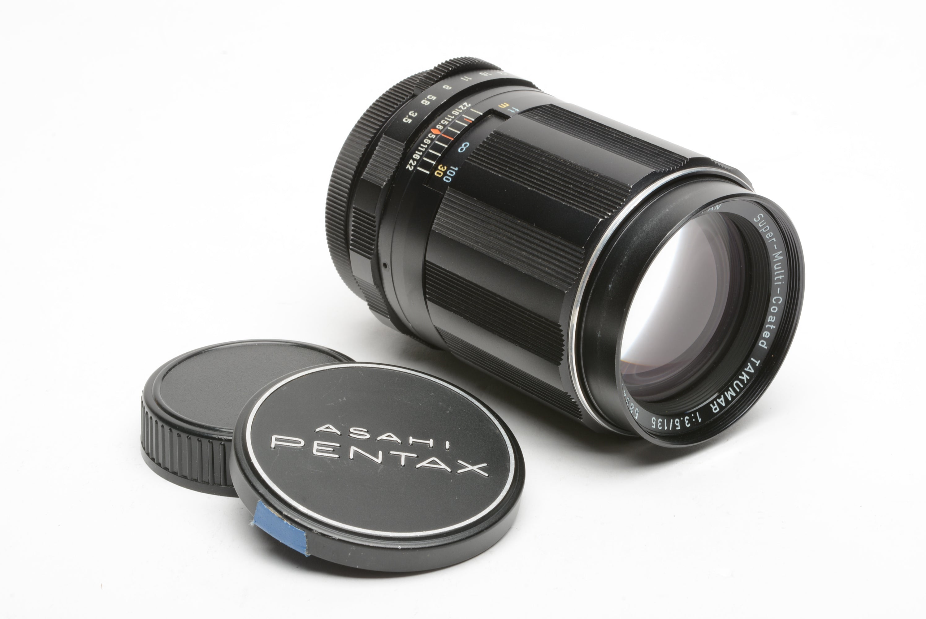 Pentax SMC Takumar 135mm f3.5 M42 mount lens, caps + fitted case