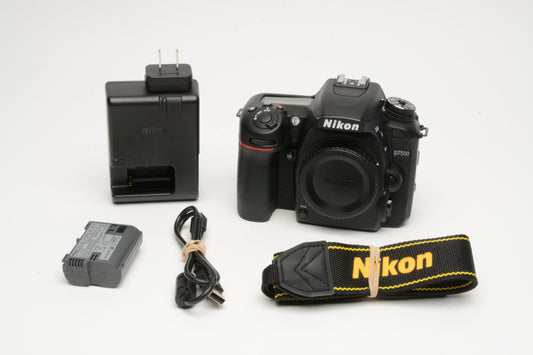 Nikon D7500 DSLR Body w/Batt, charger, tested, great! Only 740 Acts!!