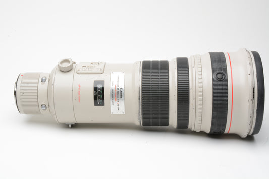 Canon EF 500mm f4 L IS USM Telephoto Lens, hood + rear cap