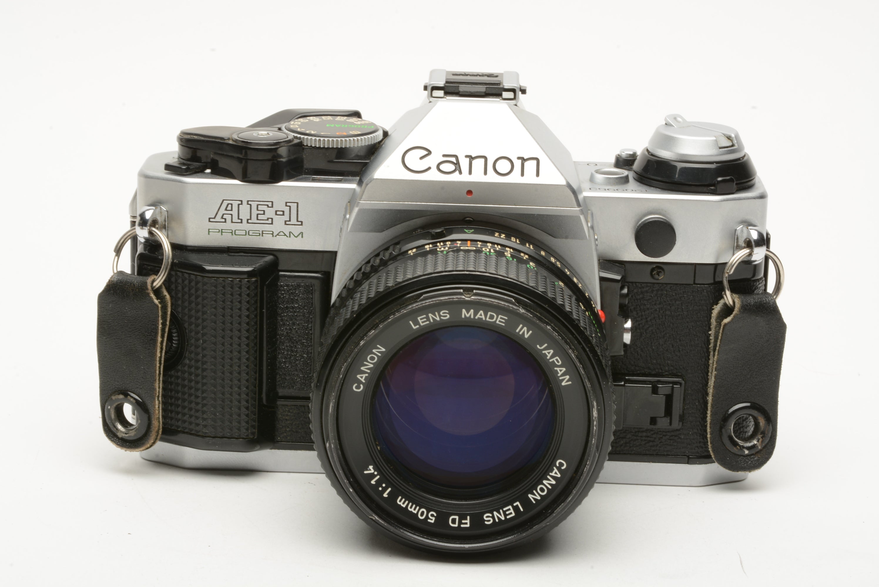 Canon AE-1 Program 35mm SLR Camera w/50mm f/1.4, strap, Batt Cover