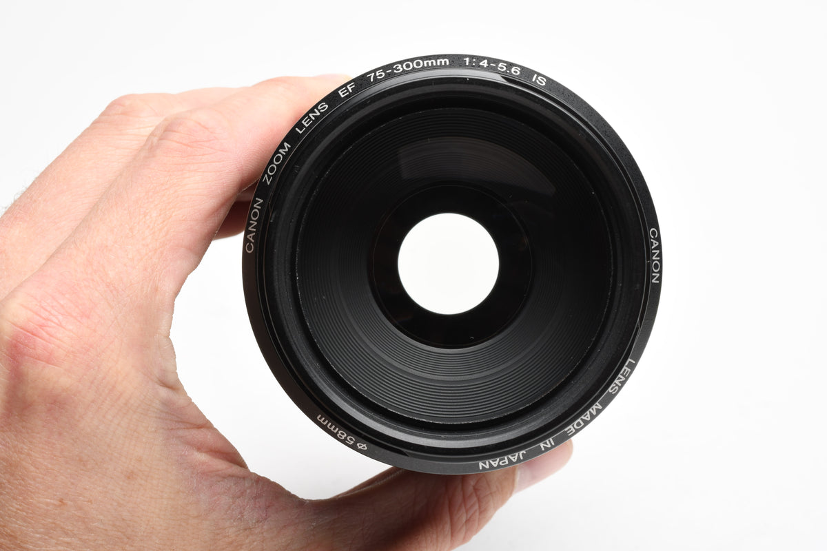 Canon EF 75-300mm f4-5.6 IS USM zoom lens, Caps, Hood, Great!