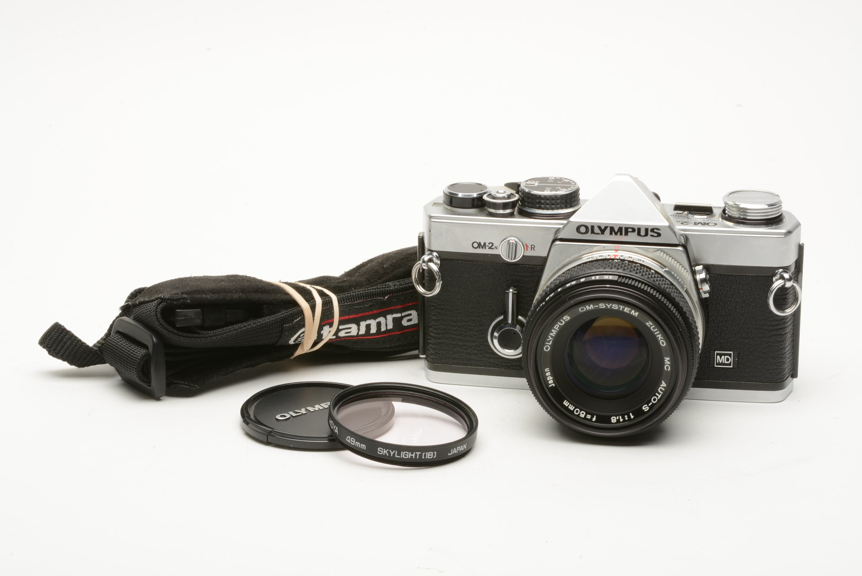 Olympus OM-2N 35mm SLR w/50mm f/1.8 Lens, Strap, Skylight